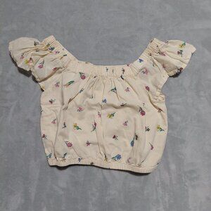 Gap Kids Yellow Mini Floral Flutter Top Elastic Neck & Waist Sz XL (12)